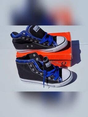 Men's Size 9 Collections' O High Top Canvas Sneaker Black Blue